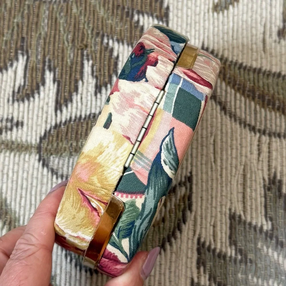 Vintage Floral Jewelry Case w/Mirror Clamshell 80’s 90’s